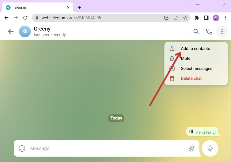 How to add by username on Telegram Web