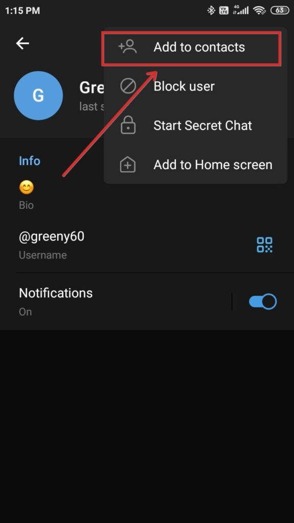 How to add by username on Telegram mobile app