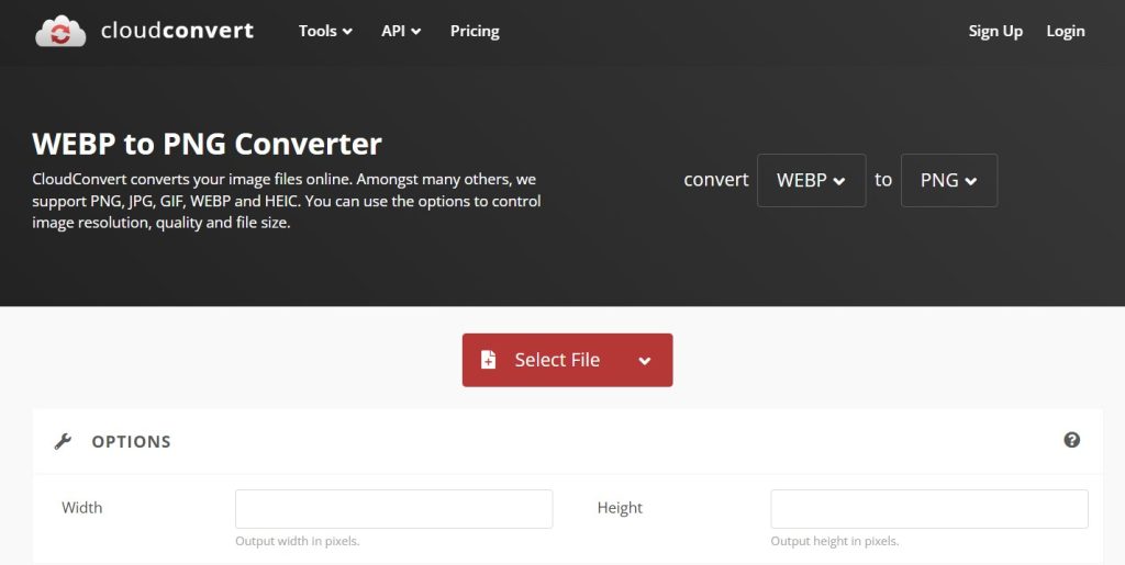 Cloud Convert - Convert Google WebP File to PNG