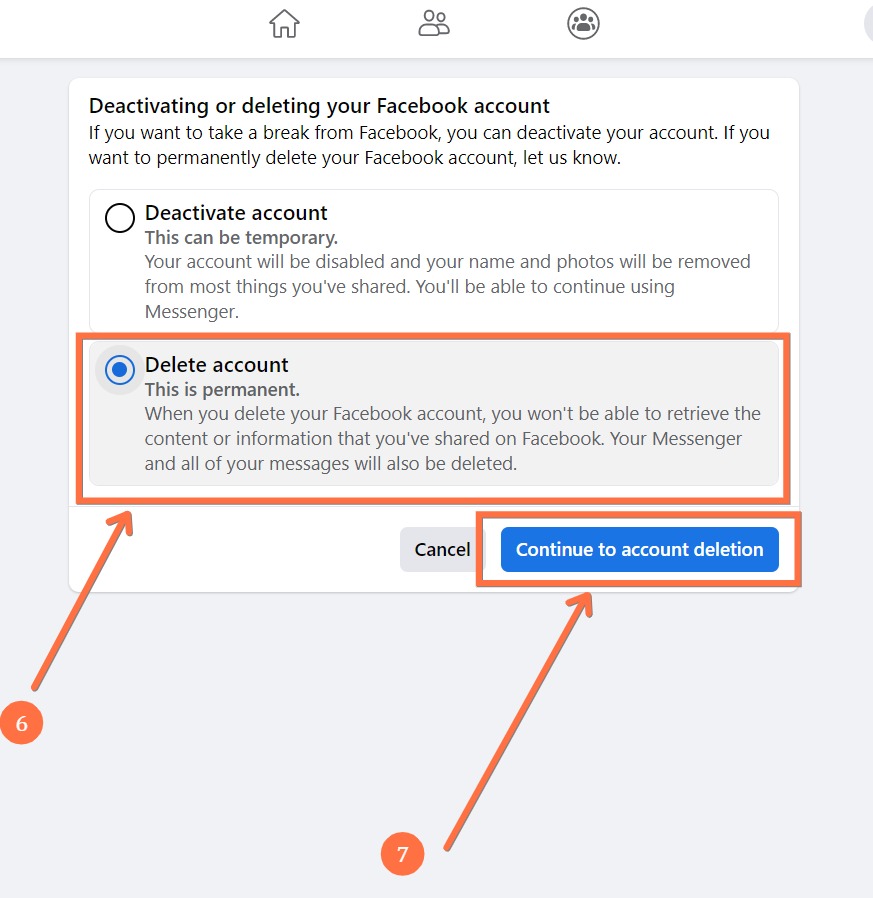 How to delete Facebook Account Permanently from Facebook website